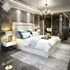 contemporary hotel luxury genuine leather soft beds with high headboard Italian rice white bed for bedroom with storage