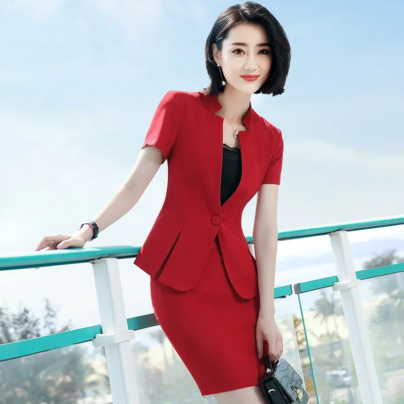 Forudsige Blossom Bunke af Wholesale Women's suits with skirt 2 Piece Business Office Blazer black  white red blue women slim fit Suit Set fashion ladies clothing From  m.alibaba.com