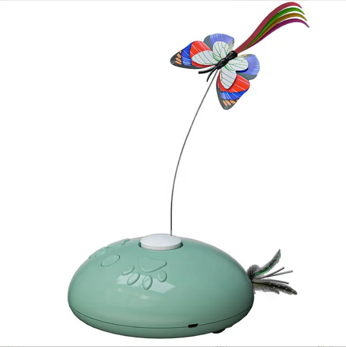 

New Arrival ABS 3-in-1 Smart Recharge Run And Spin Simulator Butterfly Wheel Automatic Cat Toy With Feathers