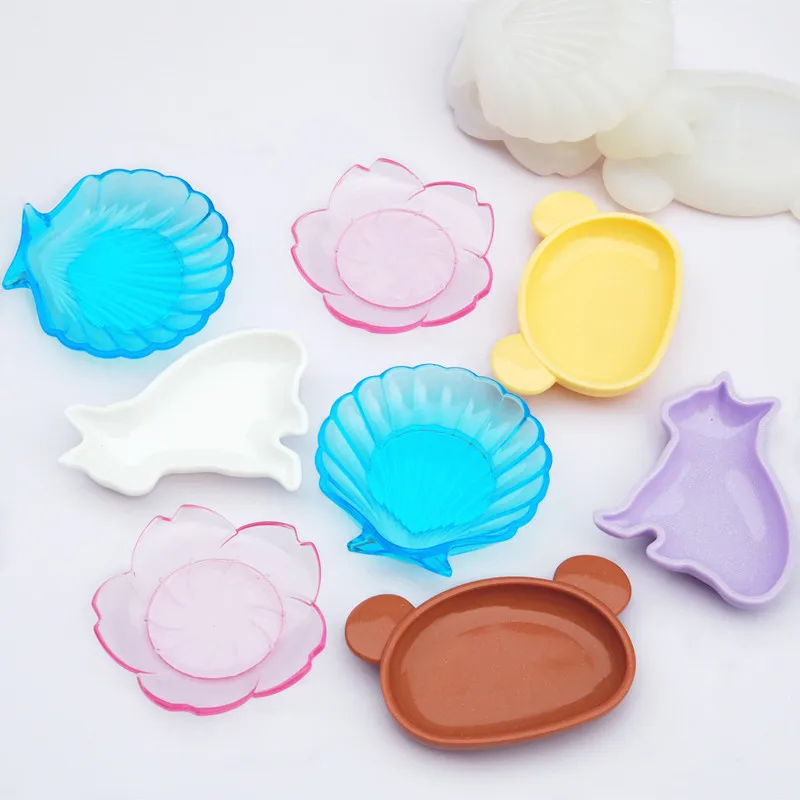 

0761 DIY Crystal Epoxy Shiny Ocean Shell Dish Silicone Bear Storage Box Resin Mold, Transparent