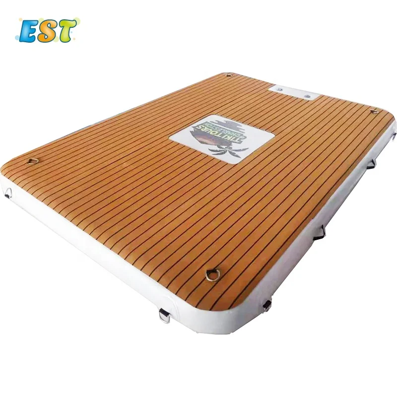 

Hot Sale Inflatable Floating Dock Mat Swimming Water Platform, Grey, white, teak brown/black,