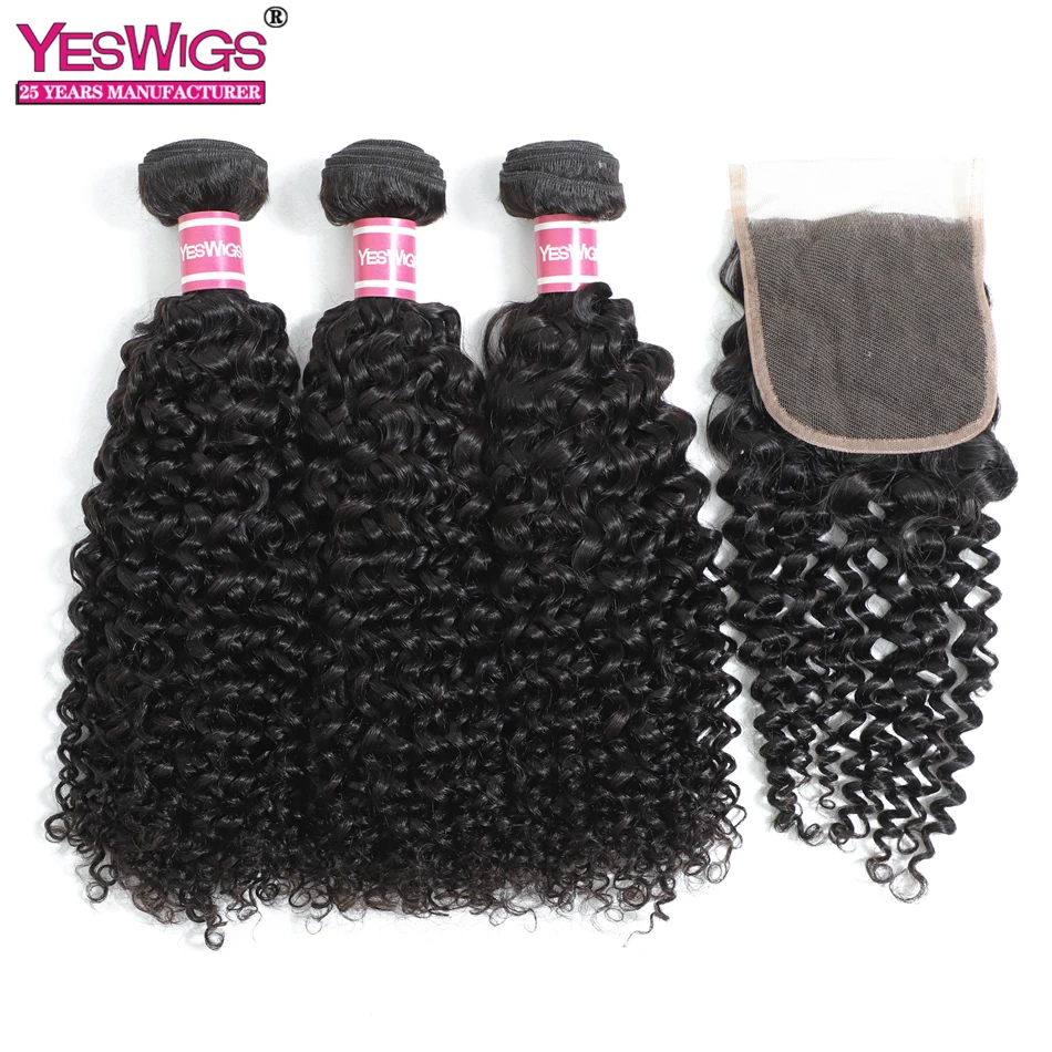 Yeswigs Human Weave Bundles Mongolian Virgin Kinky Curly Hair Extension Cuticle Aligned