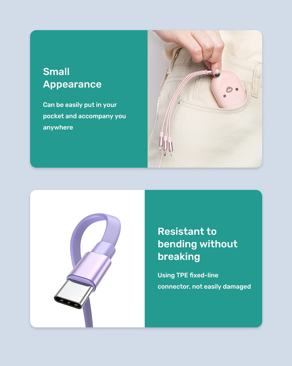 TOPK AN25 Cute Pig 1M 2.4A Micro USB Type C 3 in 1 USB Cable - ANKUX.COM