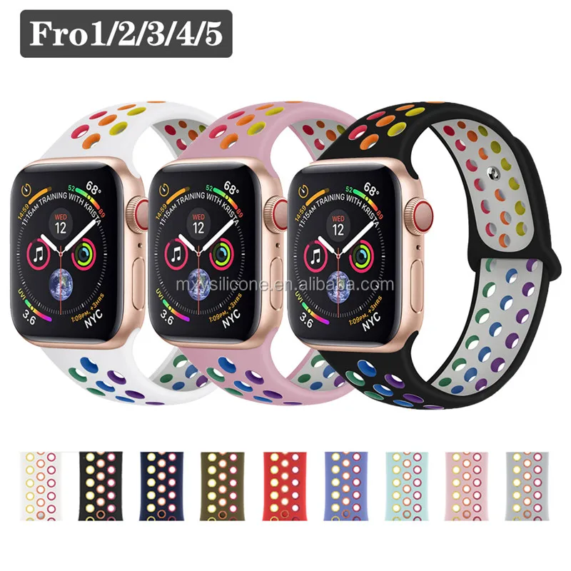 New solid color silicone watch strap watch bracelet, suitable for Apple  iwatch1 23456 general sports silicone wristband, suitable for Apple watch  38mm 40mm 42mm 44mm strap replacement accessories, | Wish