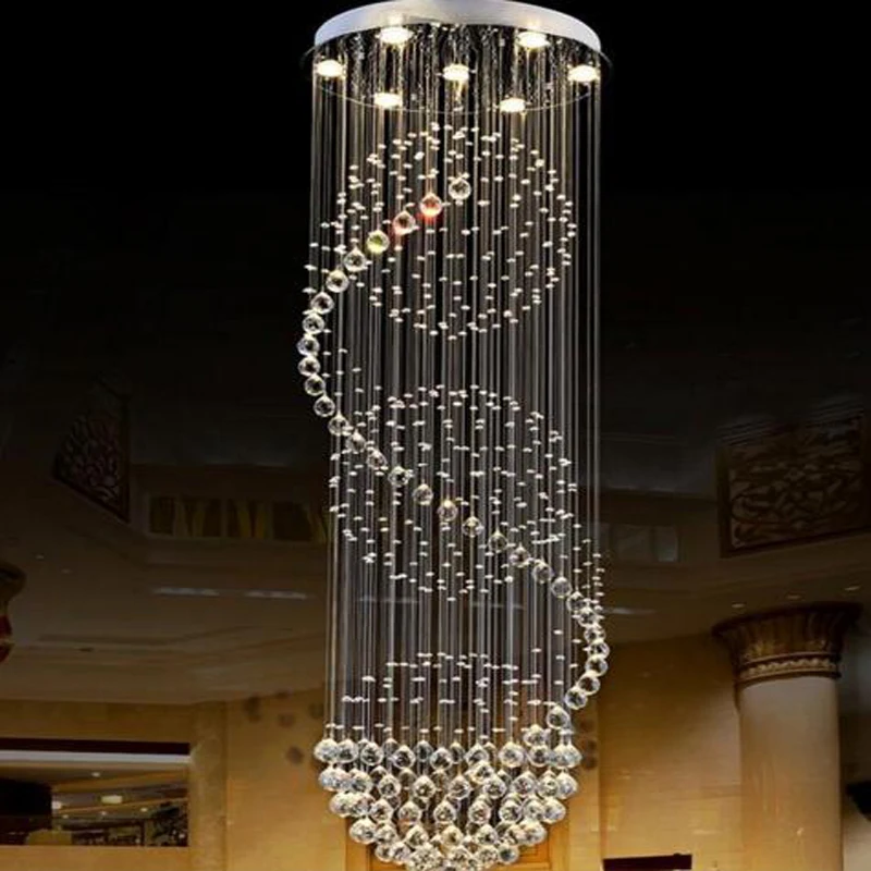 Grande lampe suspendue en cristal au design moderne, produit de luxe, luminaire décoratif d'intérieur, idéal pour des escaliers, un hôtel