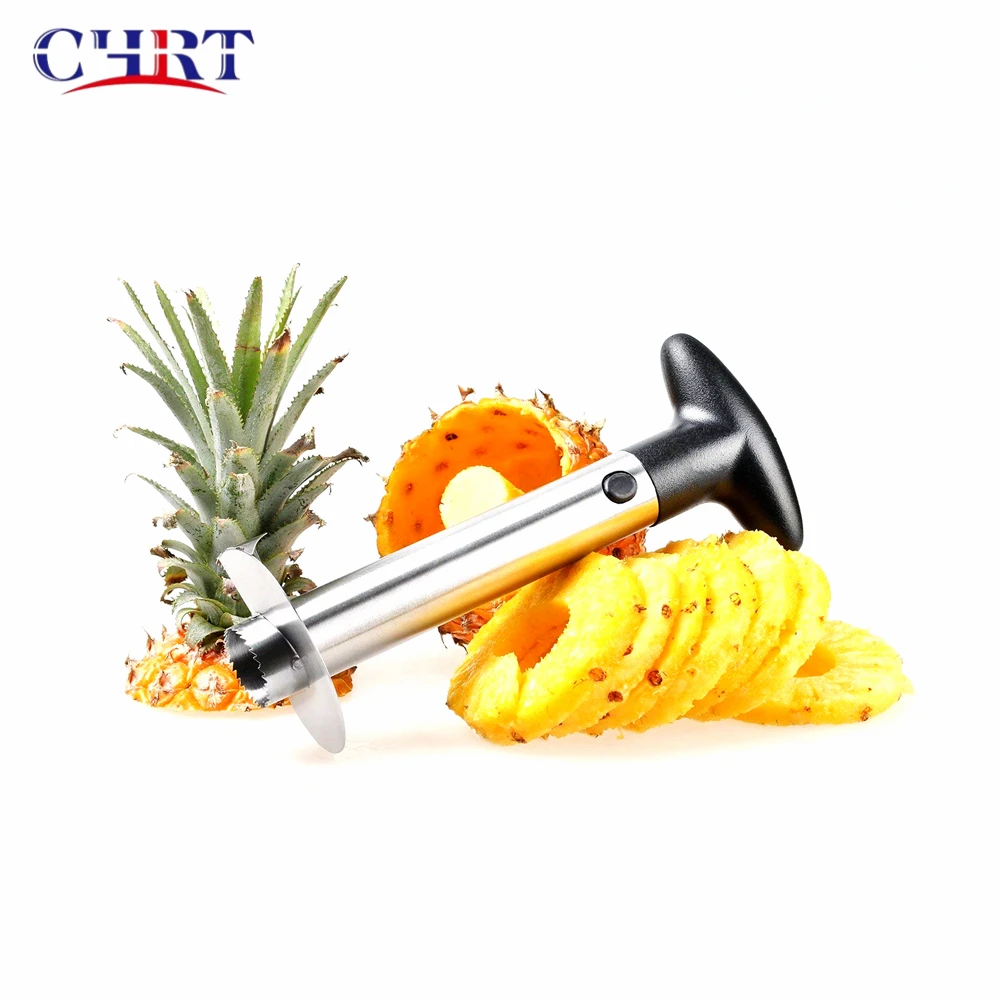 

Chrt All in one Kitchen Gadget Stainless Steel Slicers Fruit Pineapple Knife Cutter Stem Remover Pineapple Corer Slicer Peeler, Black