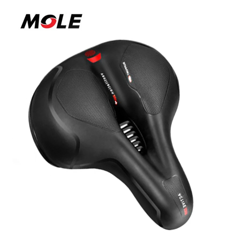 

Mole Comfortable Bike Seat Wide Bicycle Saddle Memory Foam Padded Soft Bike Cushion with Dual Absorbing Shock Rubber Balls, Black