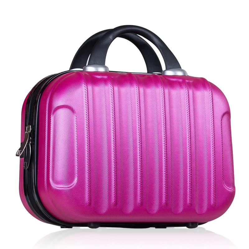 

14/16 inch small hand plastic makeup bag beauty case makeup suitcase for travelling, White,green,grey,rose red,black,pink,yellow,blue,purple,min