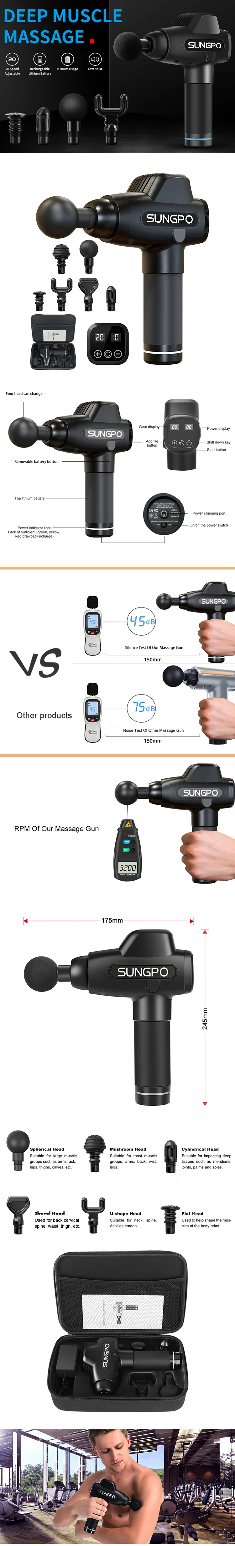 2020 Amazon Hot Selling Professional Electric Handheld Leg Neck Kneading Hand Vibrator Massage Gun