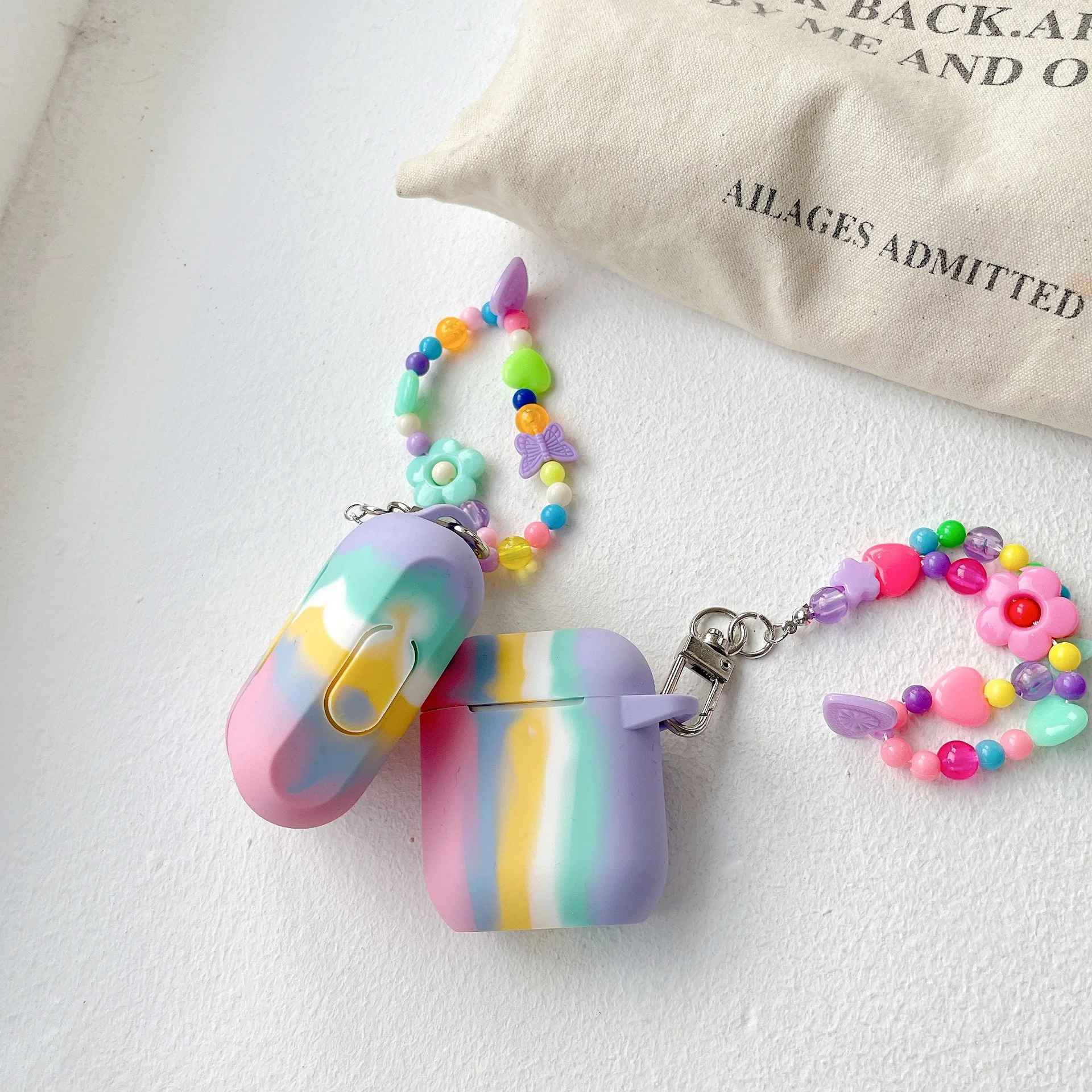 

WIth Lanyard Case for Airpods Case Rainbow Design Silicone Fundas Designer Case for Airpods Pro 2 3 4, Raiinbow designs
