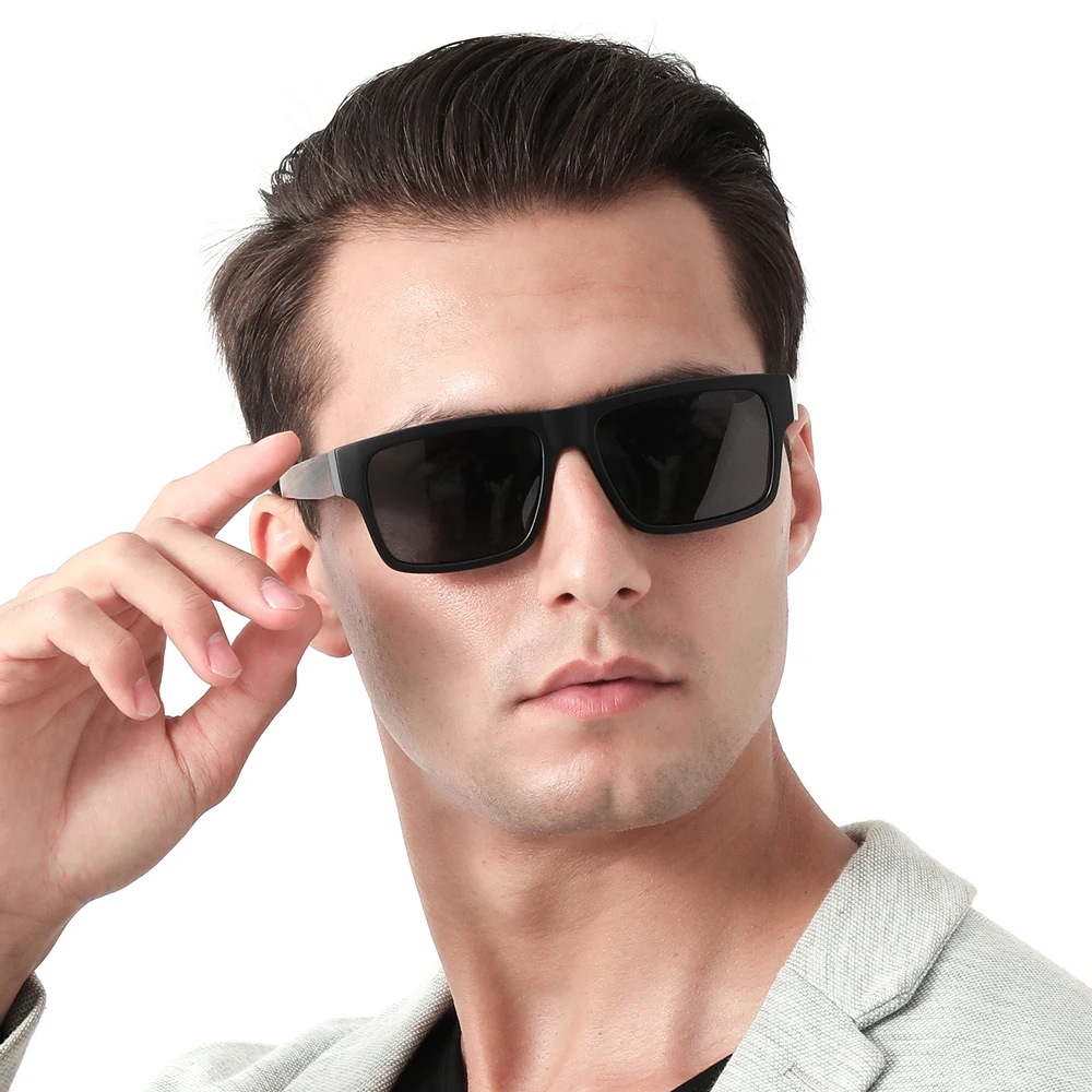 

2022 new arrival fashion wood bamboo temple square polarized mens driving sports sunglasses