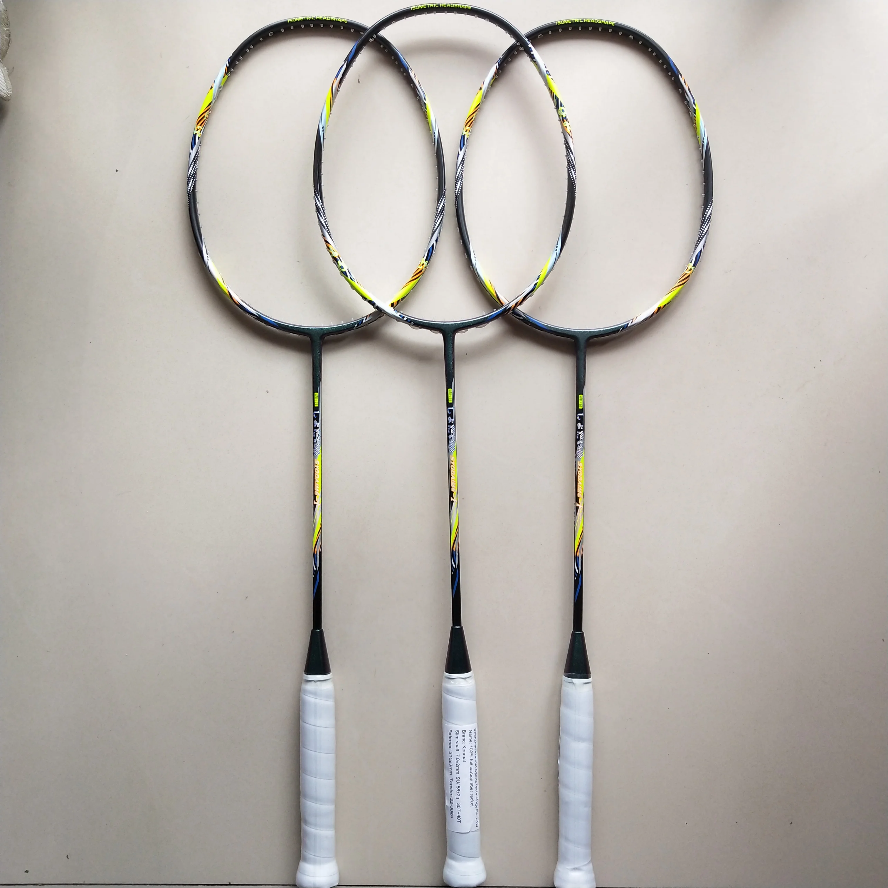 

9u 58g 30 LBS badminton rackets graphite-fiber badminton racket, Black/yellow or customized