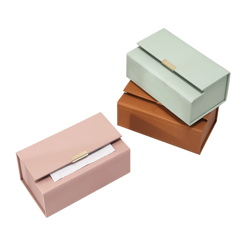 

Custom Luxury PU Leather Tissue Paper Box Cover Home Decorative Multifunctional Rectangular Car Napkin Storage Case, Pink,green,brown