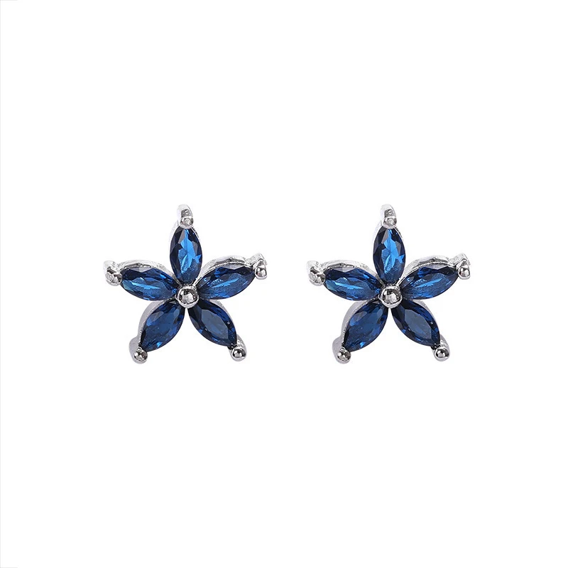 

VIVILADY 925 sterling silver blue cherry blossom minimalist 2020 fashion jewelry stud earrings for women