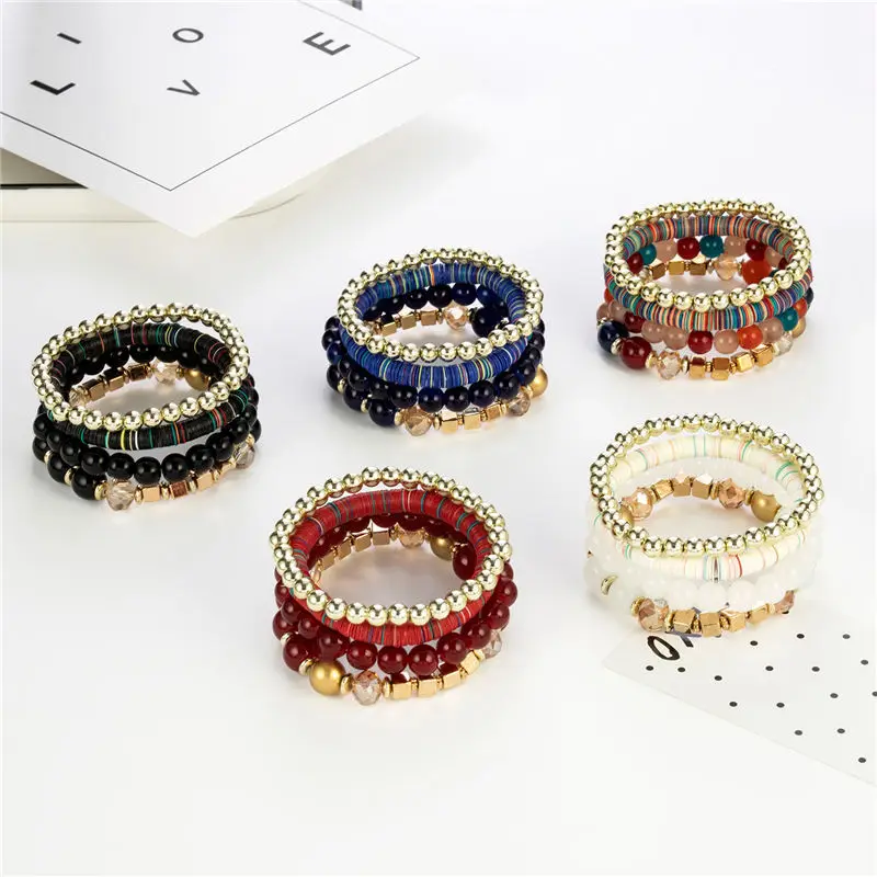 

Crystal Bracelets Multi Layer Bead Bohemian Style Bracelets Exotic Style Personalized Bracelets Set