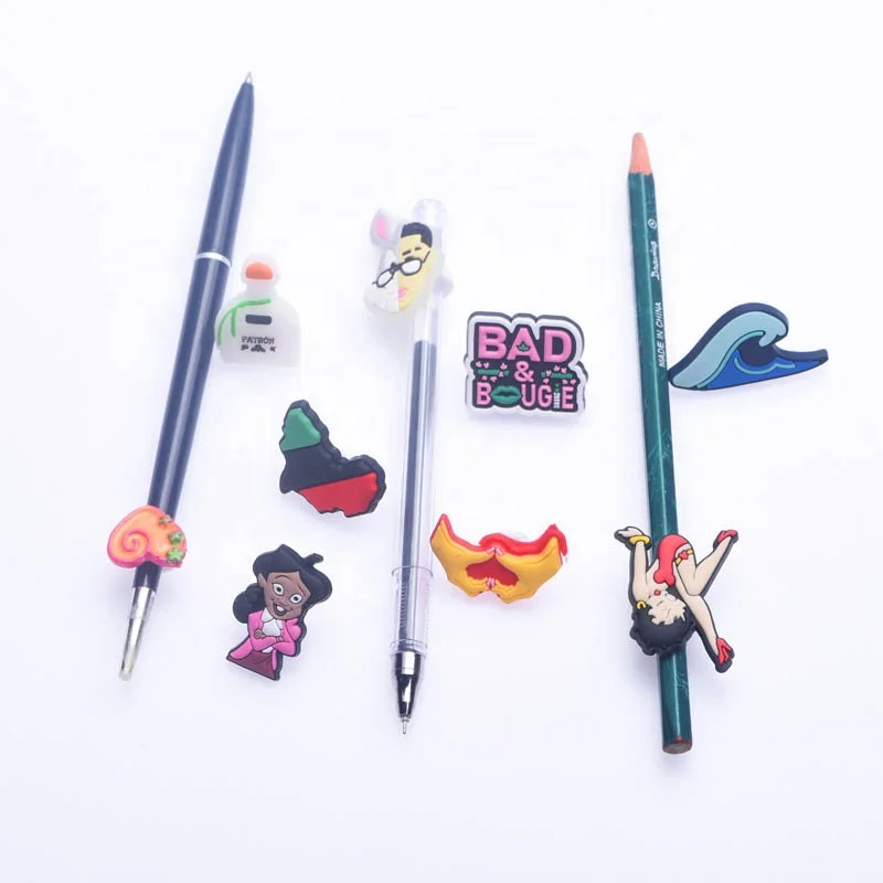 

Promotional wholesale custom made cartoon 2D soft pvc rubber pencil topperss for kids, Picture