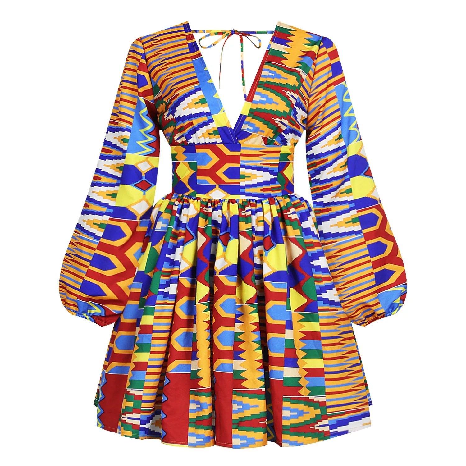 

2021 Women Clothing African Dashiki Printing Dress Long Sleeve Midi Fit Foraml A Line Swing Dresses, As pictures