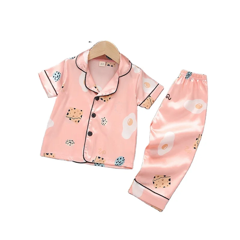 

Factory direct selling children's mosquito proof pants summer home clothes ice silk thin children's Pajamas Set
