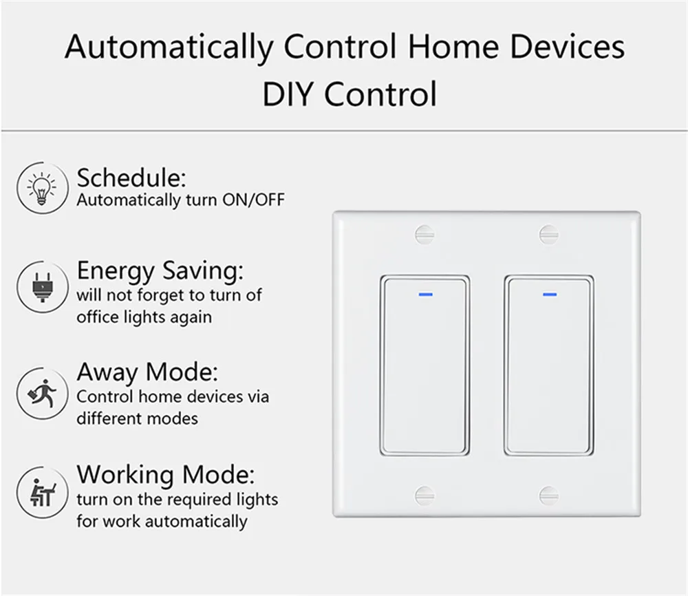 Zigbee Button Switch 2GANG Zigbee Switch/Smart Wireless Light Switch Compatible with Alexa/Google Home/IFTTT - ANKUX.COM