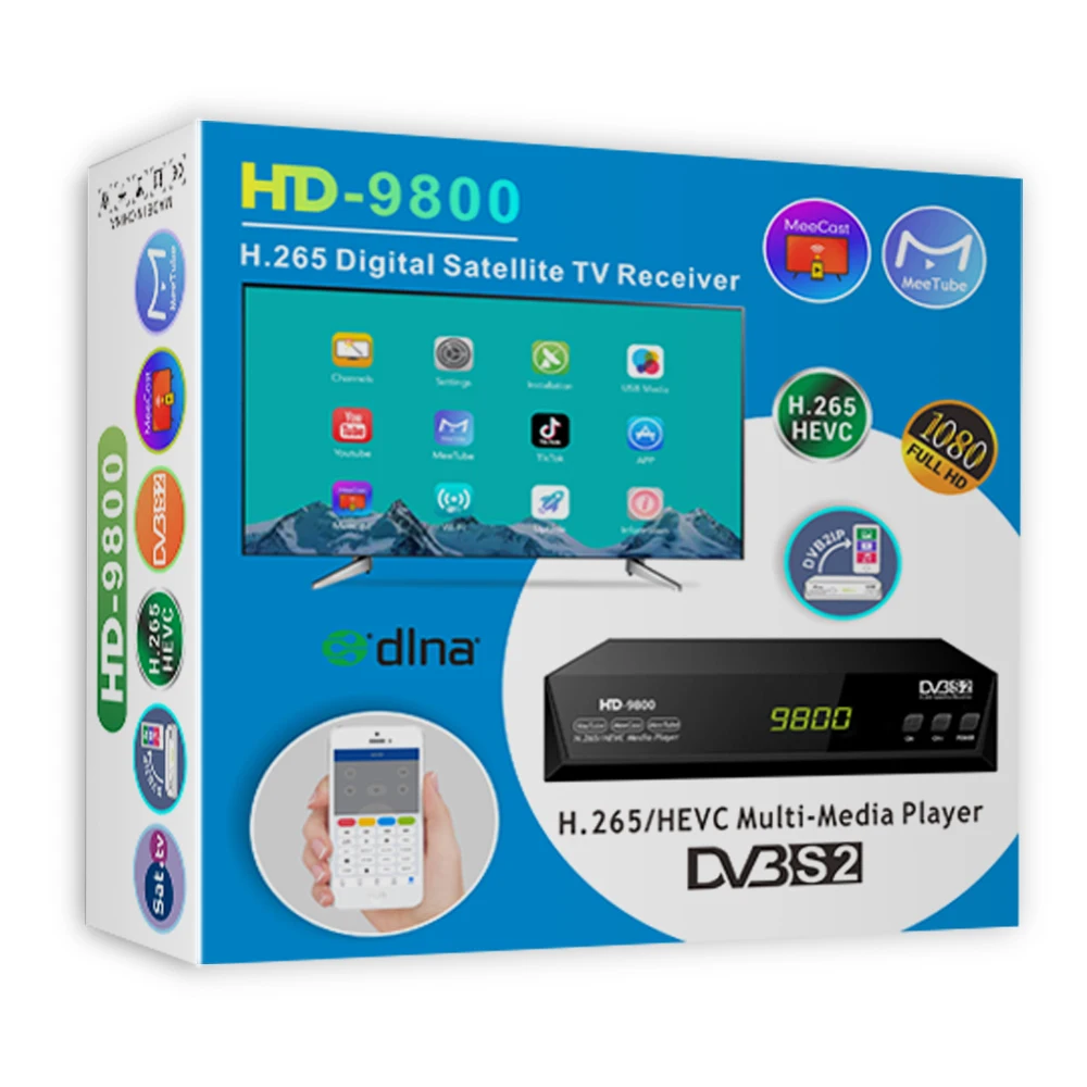 

New Arrival H.265 HEVC Digital Satellite TV Receiver support USB RJ45 WIFI Youtube MeeCast USB IPTV (M3U) FTA Set Top Box