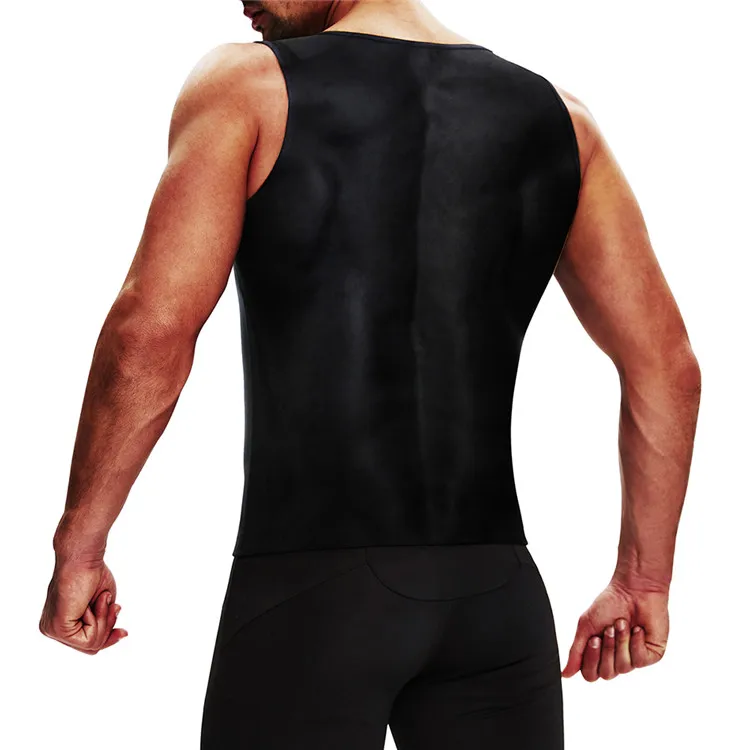 
Custom Logo No Zipper Crew Neck Men Fitness Workout Lose Weight Compression Sauna Sweat Vest Tank Tops 