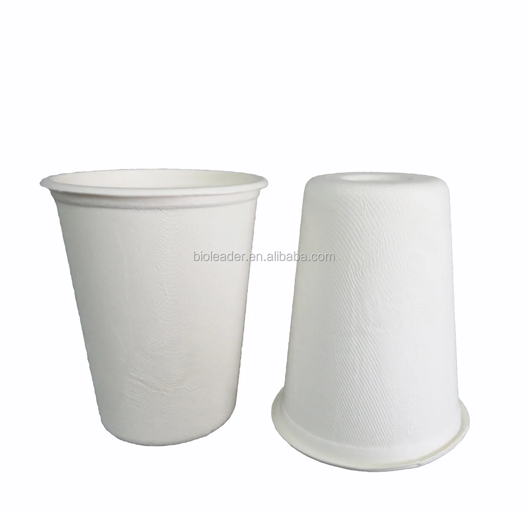 

Biodegradable Disposable Bamboo Fiber Sugarcane Bagasse Pulp Cups Sugarcane Bagasse Cold Hot Coffee Cup, White,nature