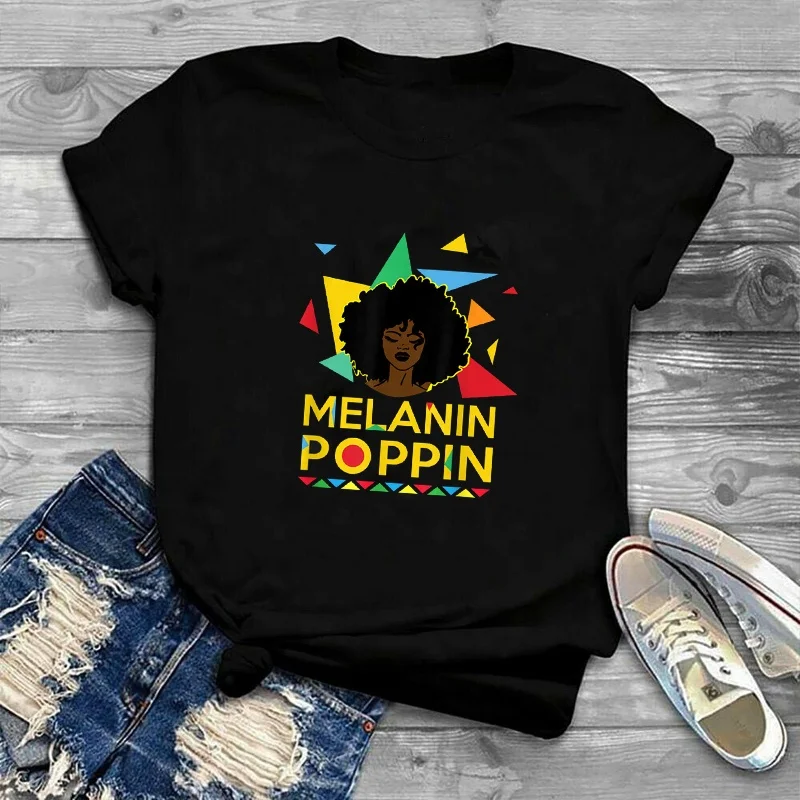 
Woman Black Queen Melanin Queen t shirt Women Tops African Black Melanin Female T-shirt 