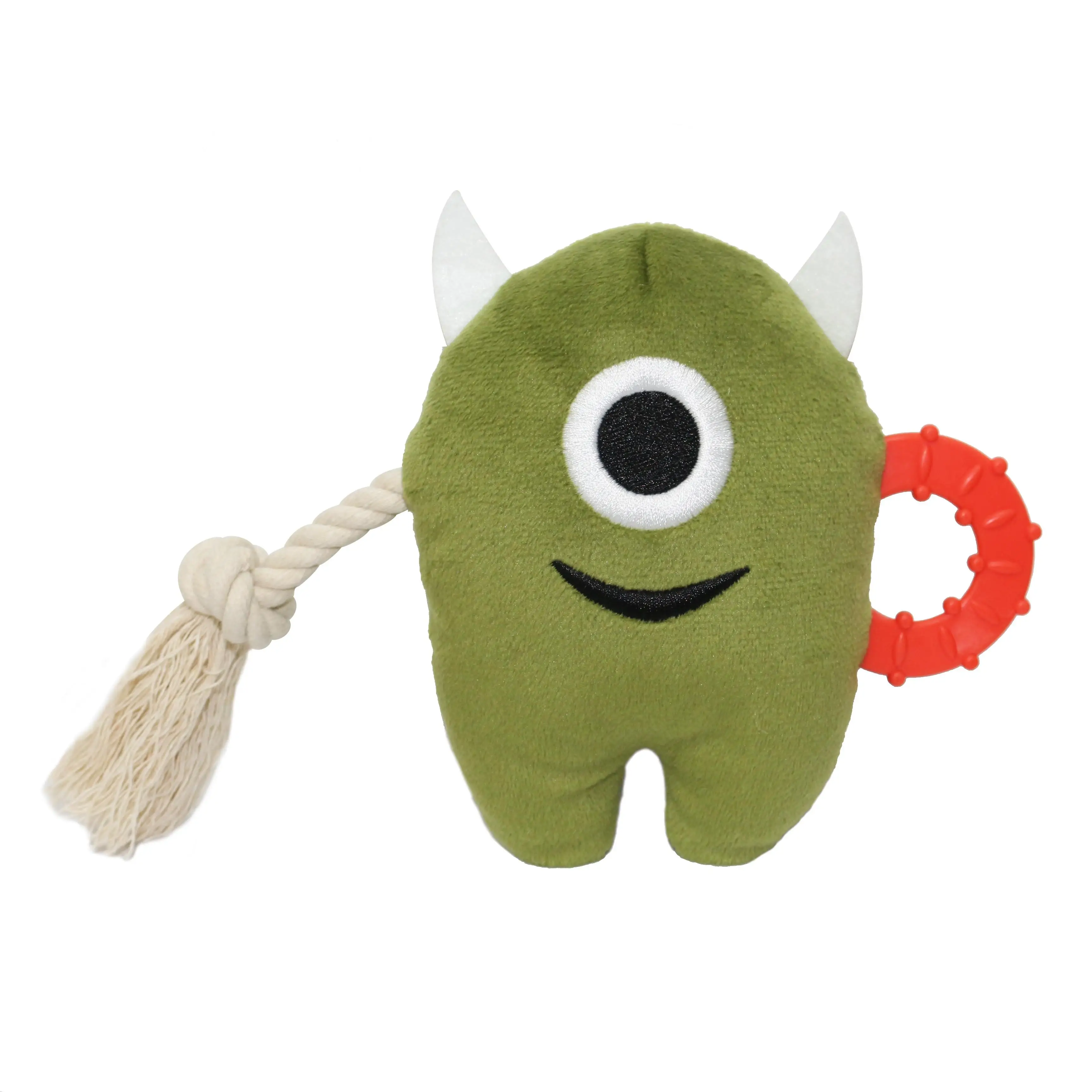 

Hot sale chewing toy one-eyed monster plush with cotton rope squeaky dog toy