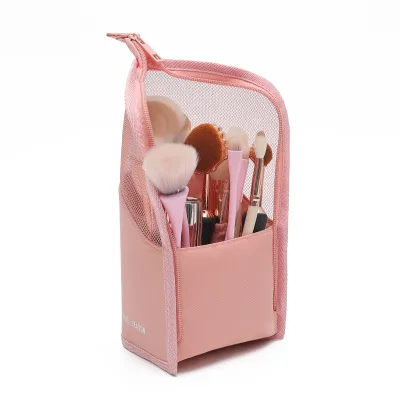 

Travel Cosmetic Bag Portable Pink Makeup Brushes Holder Waterproof Makeup Brush Pouch Professional Artist Makeup Brush Case, Pink or black