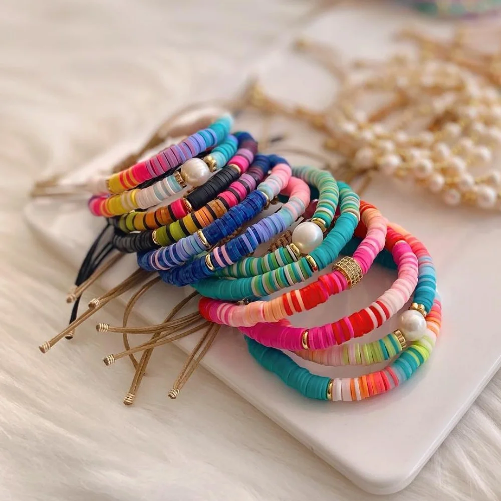 

Go2boho New Bohemian Fashion Women Bracelets Jewelry Colorful Heishi Bead Freshwater Pearl Perfect Friendship Gift