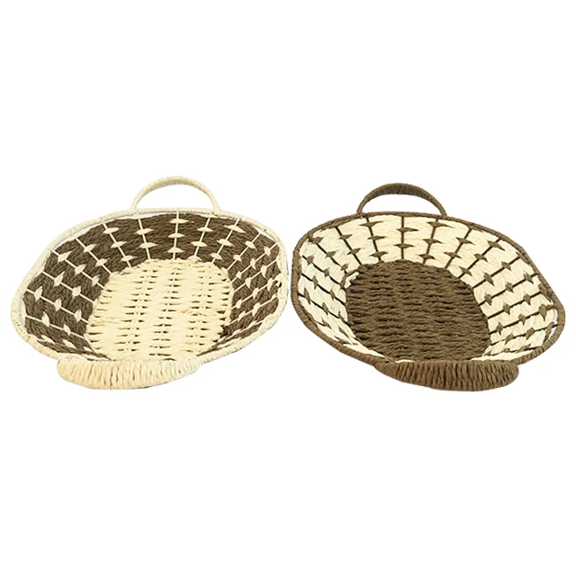 

Renel Handmade Oval Home Decorative Colorful Paper Rope Woven Round Decor Tray