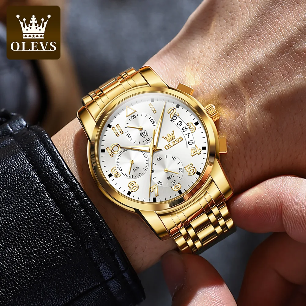 

OLEVS 2879 Dropshipping Quartz Watch Stainless steel band Diamond auto date Concise business Multifunction Watch Men