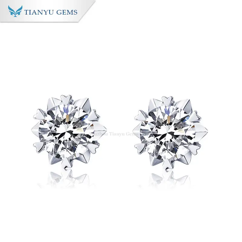 

Tianyu gems simple jewelry 1carat moissanite 6 prongs sterling 925 silver stud earrings