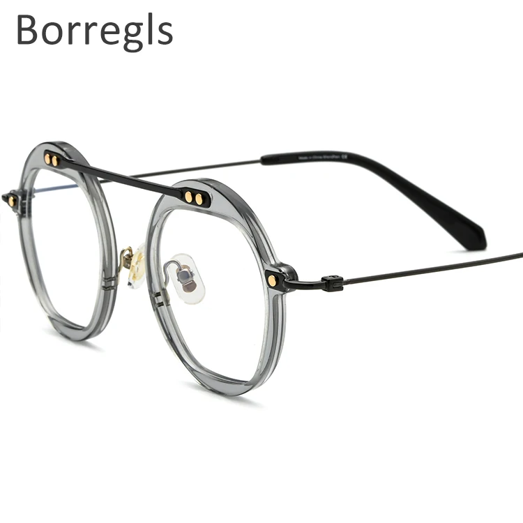

Borregls Acetate Titanium Glasses Frame Men 2021 New Retro Irregu Prescription Eyeglasses Women Optical Spectacles Eyewear 85678