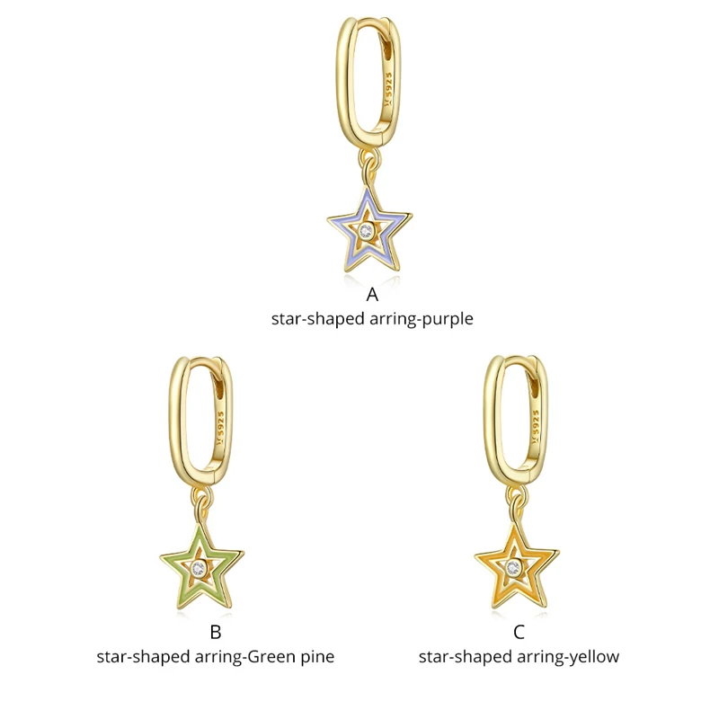 

SCE1077 Star shape pendant 925 sterling silver drop earrings