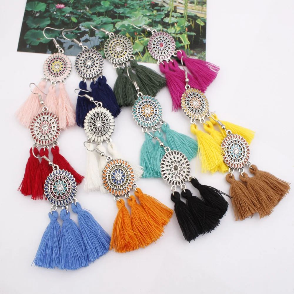 

2021 Wholesale Western Hot-sale Creative Solar System Tassel Earring Fashion Trendy Colorful New Earrings Jewelry For Women RTS