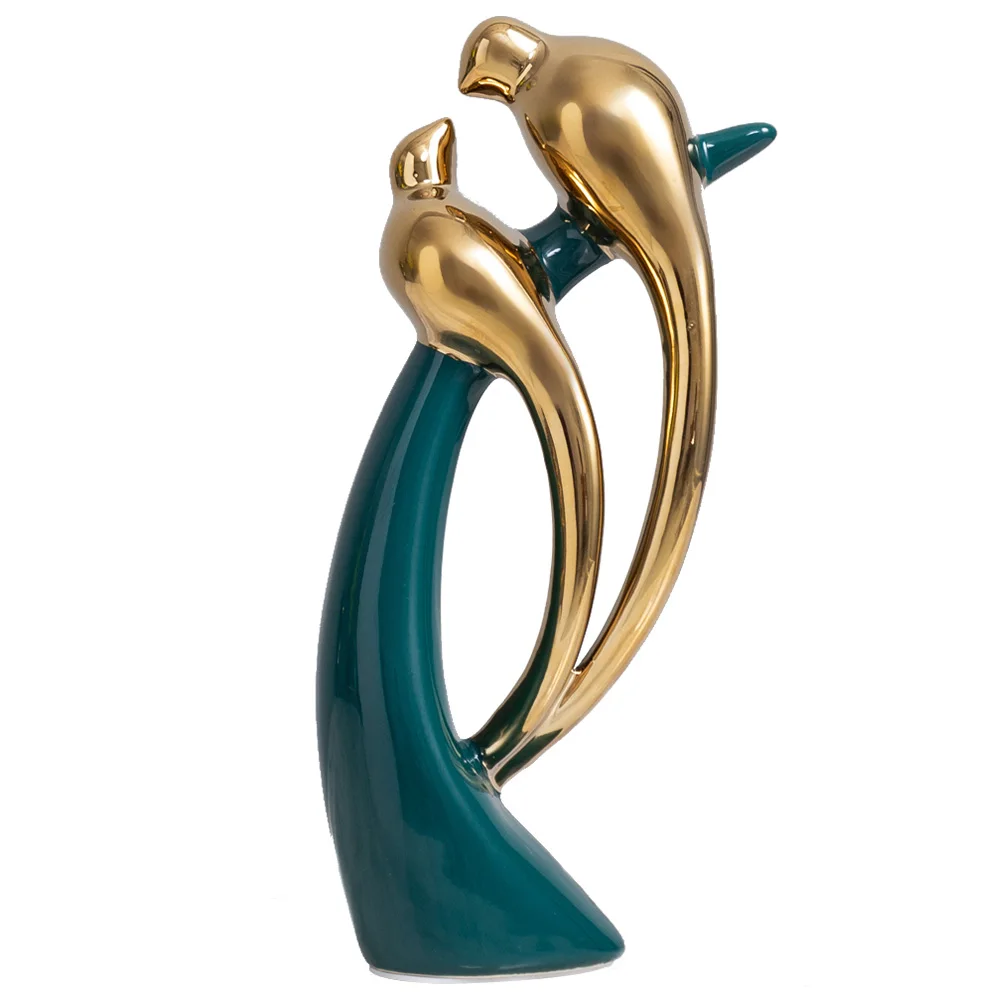 

Ceramic green bird Animal Sculpture Home Decoration Mascot Modern Creativity Wedding Gifts Living Room Office Feng Shui Gifts