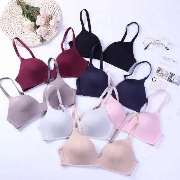 

Dropshipping Girls Fashion Simple Solid Color Push Up wireless T-shirt bra Comfort women Seamless Bra, As shown