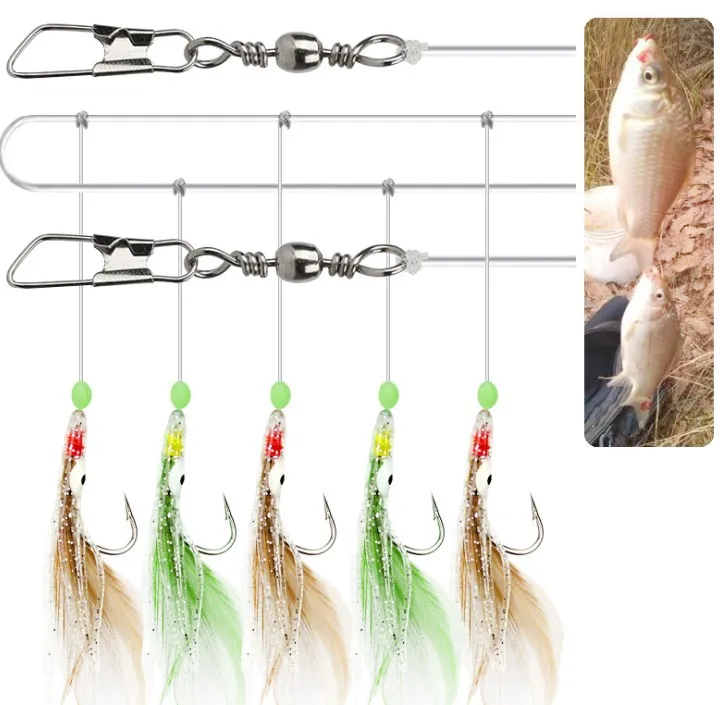 

Sea Fishing Mackerel Feathers Bass Treble Luminous Bait Carbon Steel Hot Cod-Lure 1pcs/Set, Silver