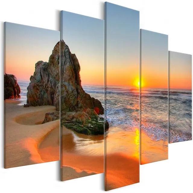 

Art Wall Canvas Print Painting Natural Scenery Oil Seascape Pre Printed Living Room 5 Panel Modern Picture