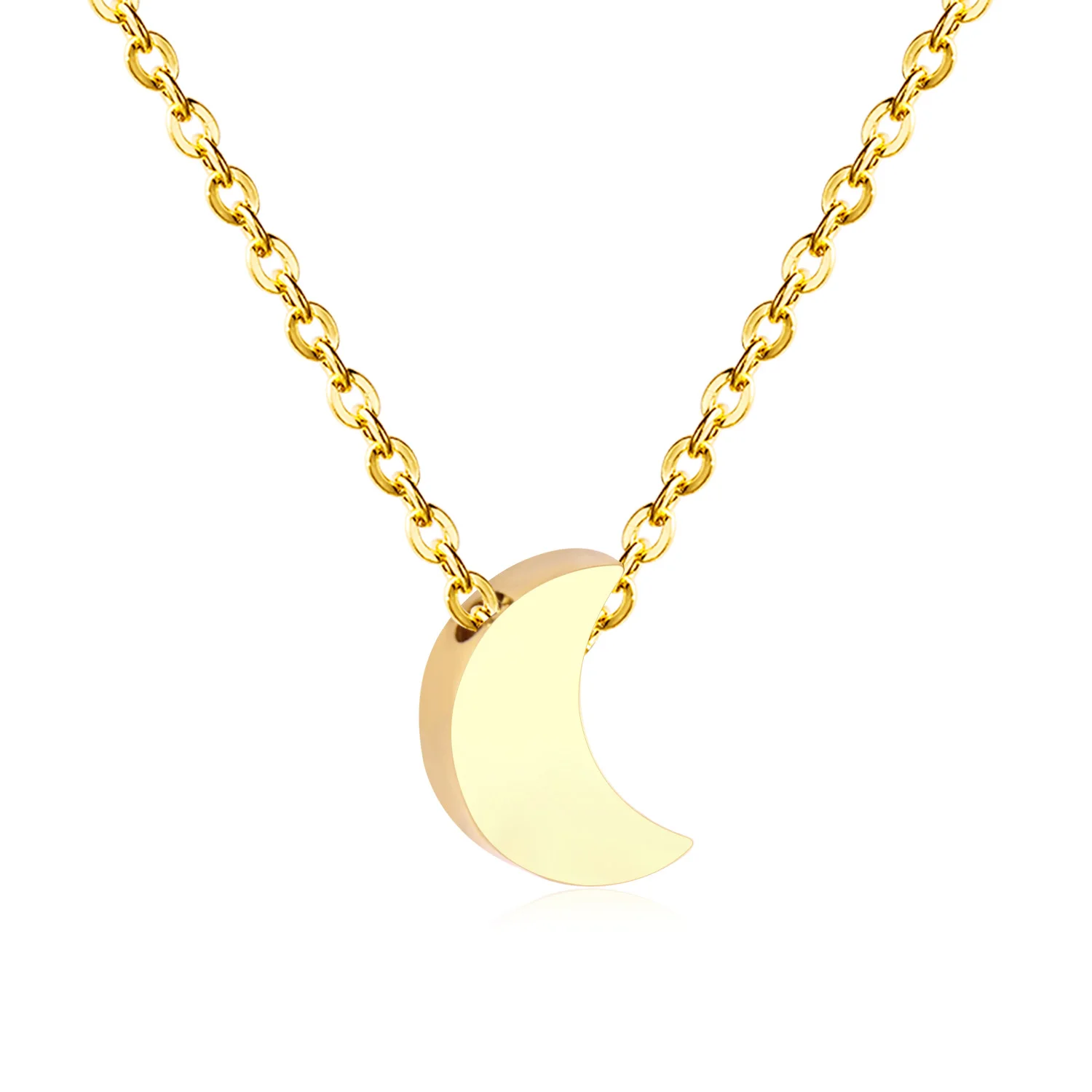 

Asonsteel new design small moon necklace stainless steel necklace for girls, Gold
