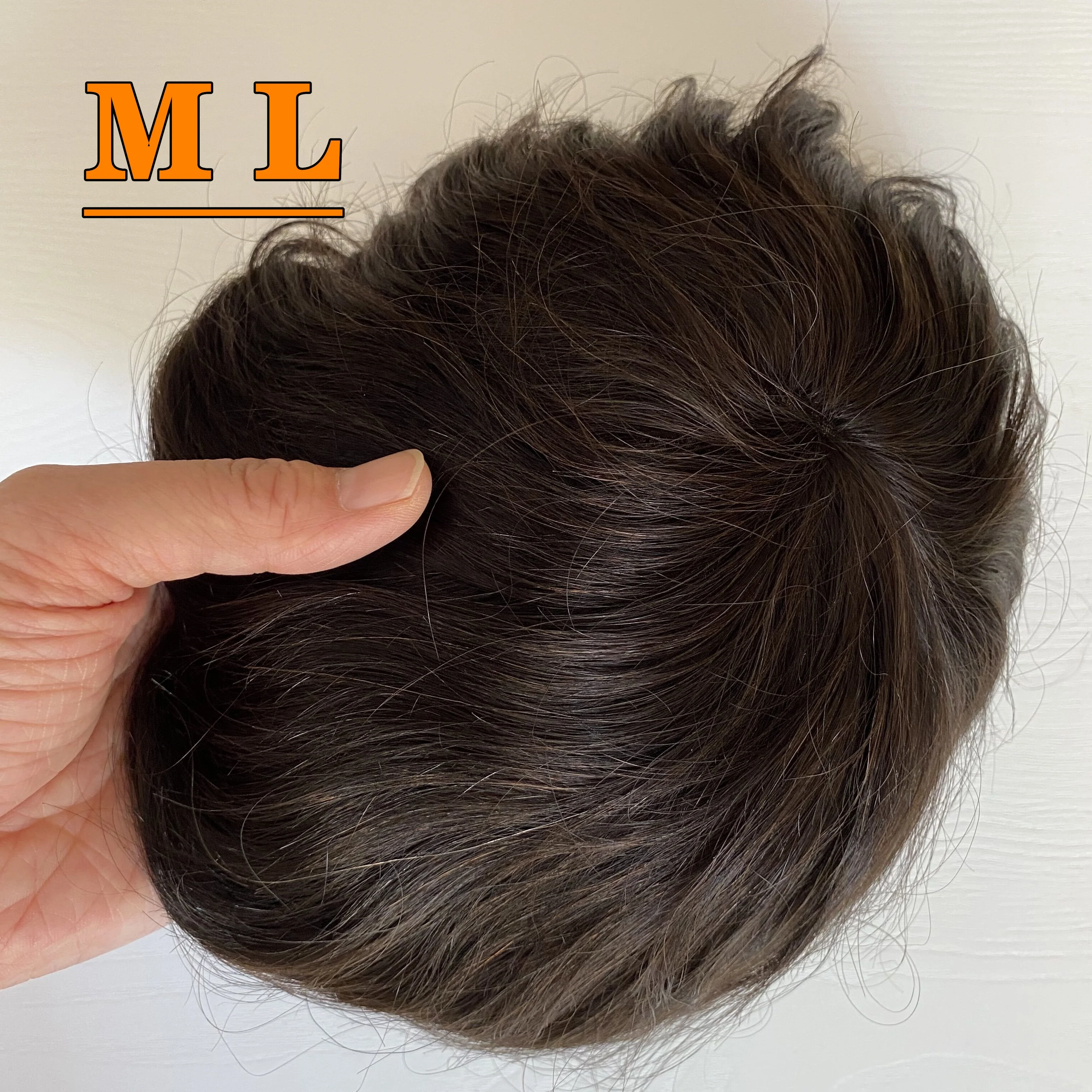 

Mono Pu Men Toupees with 1b Straight human hair wig Toupee for Men Daily Use