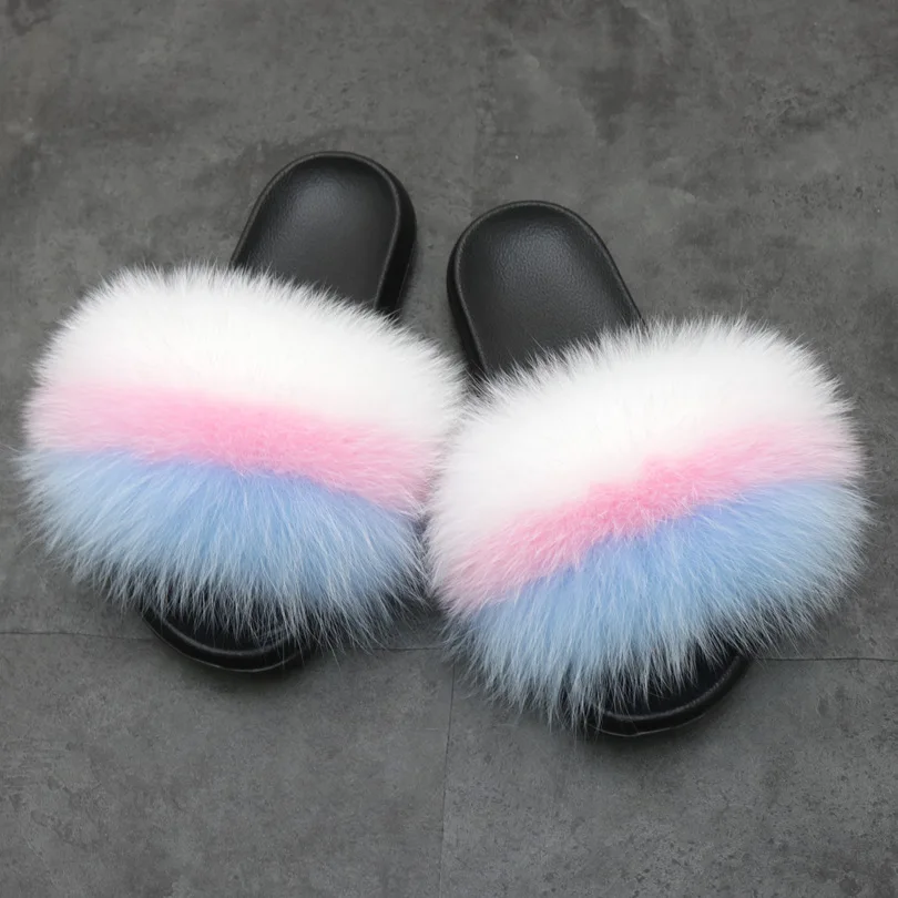 
Fashion Ladies Furry Fur Sandals Custom Design Real Fur Slippers For Women 