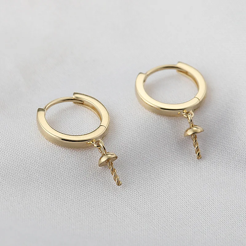 chunky gold hoop earrings huggie plain solid Real 18ct gold earrings without stone pearl