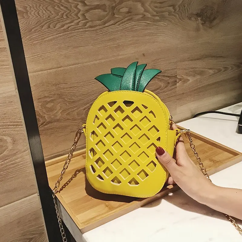 

2021 Popular Creative Trending Cute Purse Pineapple Mini Crossbody Handbag For Girls, 1 colors