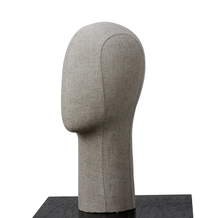 

Wholesale High quality fiberglass linen wrapped mannequin head for display, Wood grain