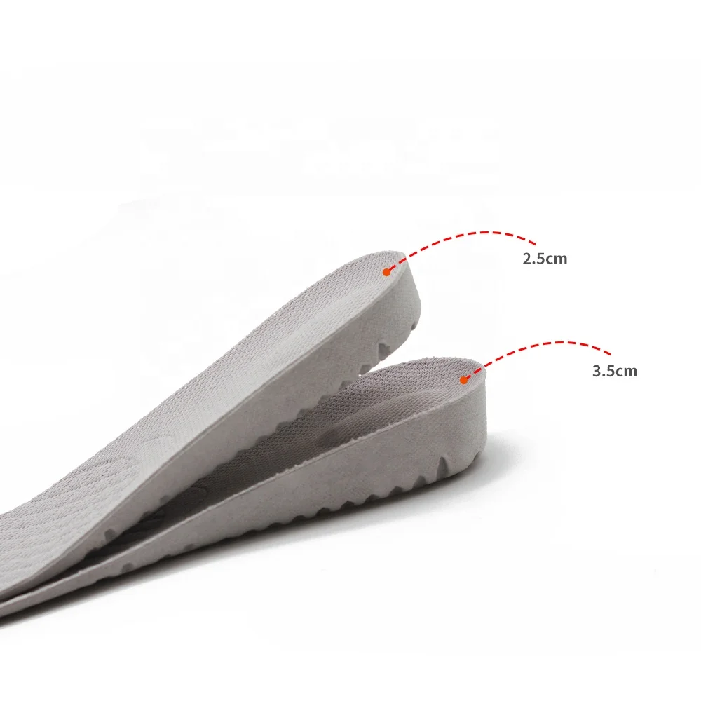 

wholesale PU invisible height increase shoe Insole 2.5/3.5cm insoles for shoes 3 layer adjustable height increasing insoles, White or grey
