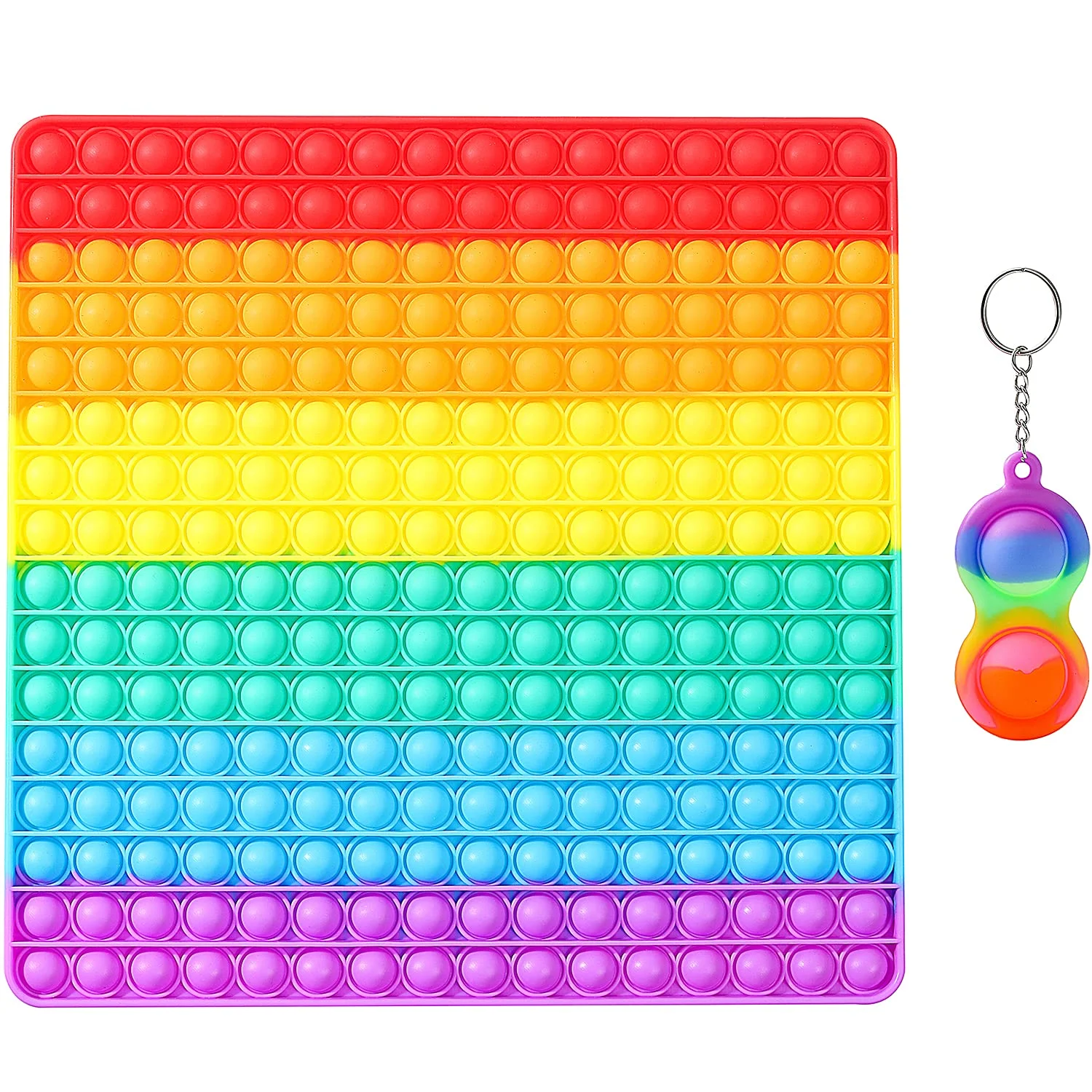 

SEGORTS Big Size Push Pop Fidget Toy, Big Rainbow pop, 256 Bubbles Big Size Square Squeeze Toys for Kids and Adults, Bright rainbow color