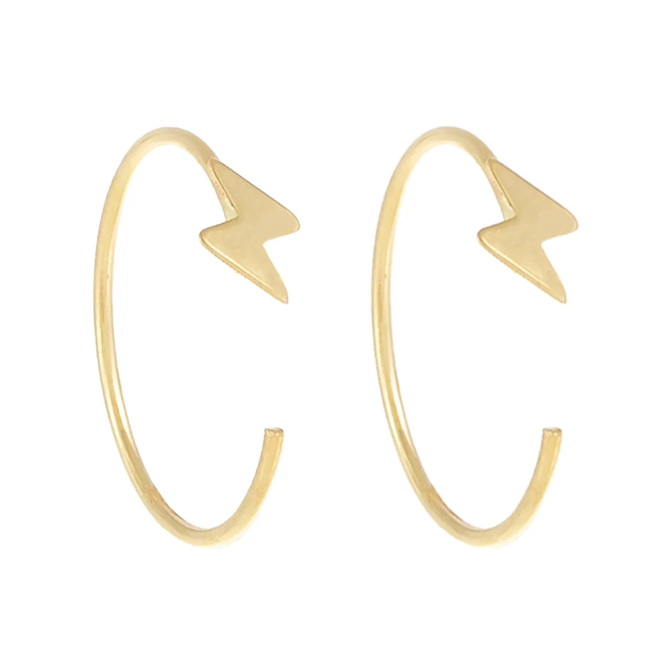 

Wholesale Gold Earrings 925 Sterling Silver 18k Gold Plated Solid Lightning Treader Hoop Earrings