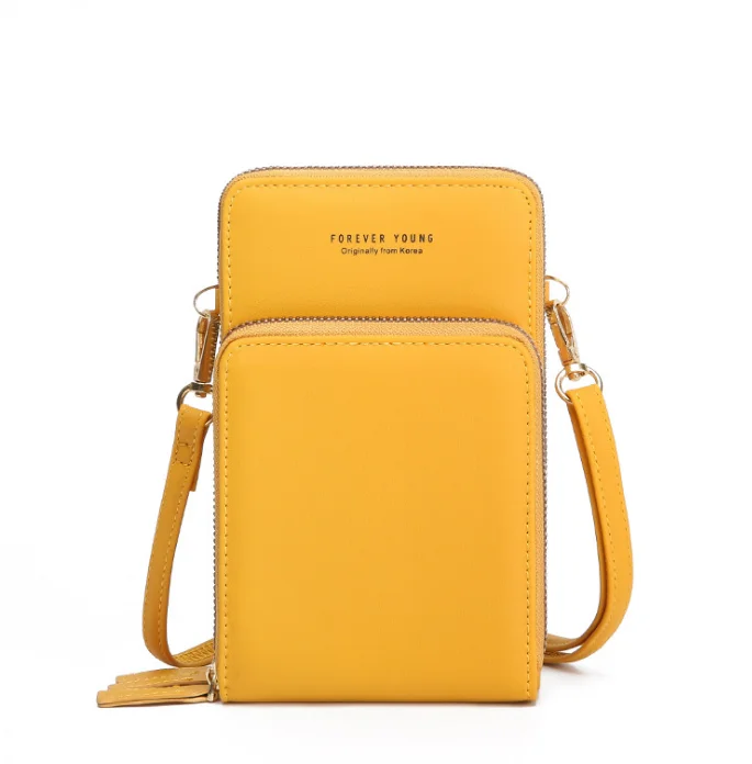 

New Fashion Casual PU Leather Waterproof 3-layer Capacity Multi-function Mobile Phone Messenger Bag For Girl, 4 colors